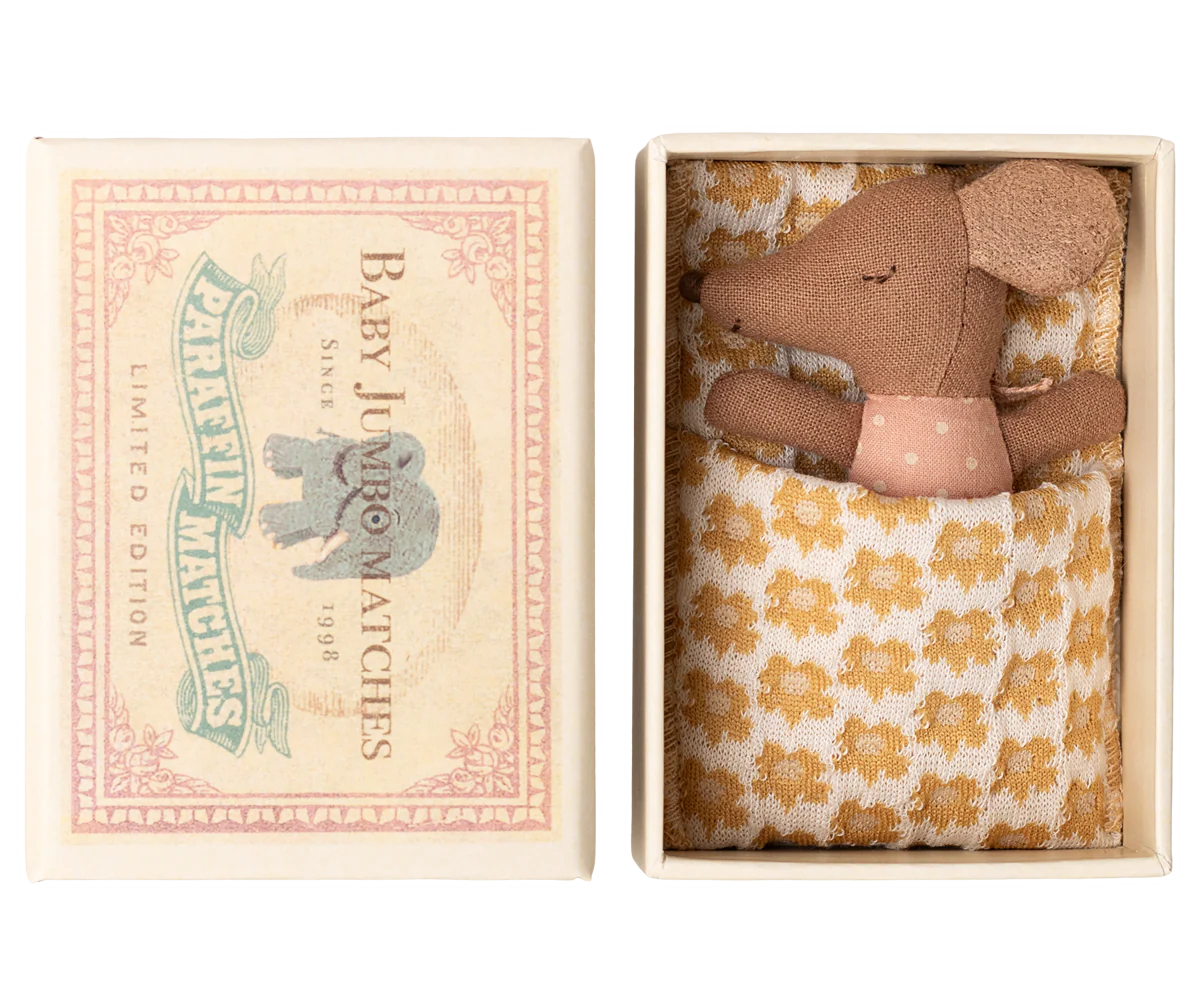 Maileg - Schläfrige Babymaus in Matchbox - Rose