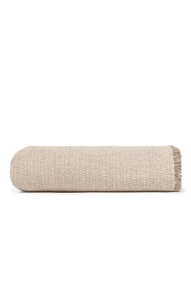 Lorena Canals Handgewebte Baumwolldecke – Natural / Beige, 130 × 180 cm