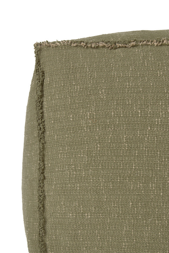 Lorena Canals Handgewebter Baumwollpouf – Khaki / Beige, 45 × 45 × 45 cm