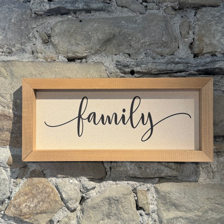 Everyday Signs – Rechteckige Leinenschilder im Eichenholzrahmen (40 x 18 cm)