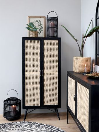 Laterne in Bambus - antique schwarz