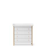 Oliver Furniture Wood Wickelkommode 4 Schubladen, Weiss/Eiche