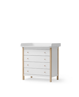 Oliver Furniture Wood Wickelkommode 4 Schubladen, Weiss/Eiche