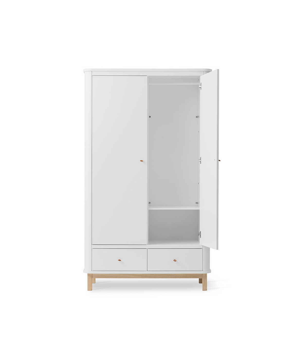 Oliver Furniture Wood Kleiderschrank 2türig, Weiss/Eiche