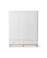 Oliver Furniture Wood Kleiderschrank 3-türig, Weiss/Eiche