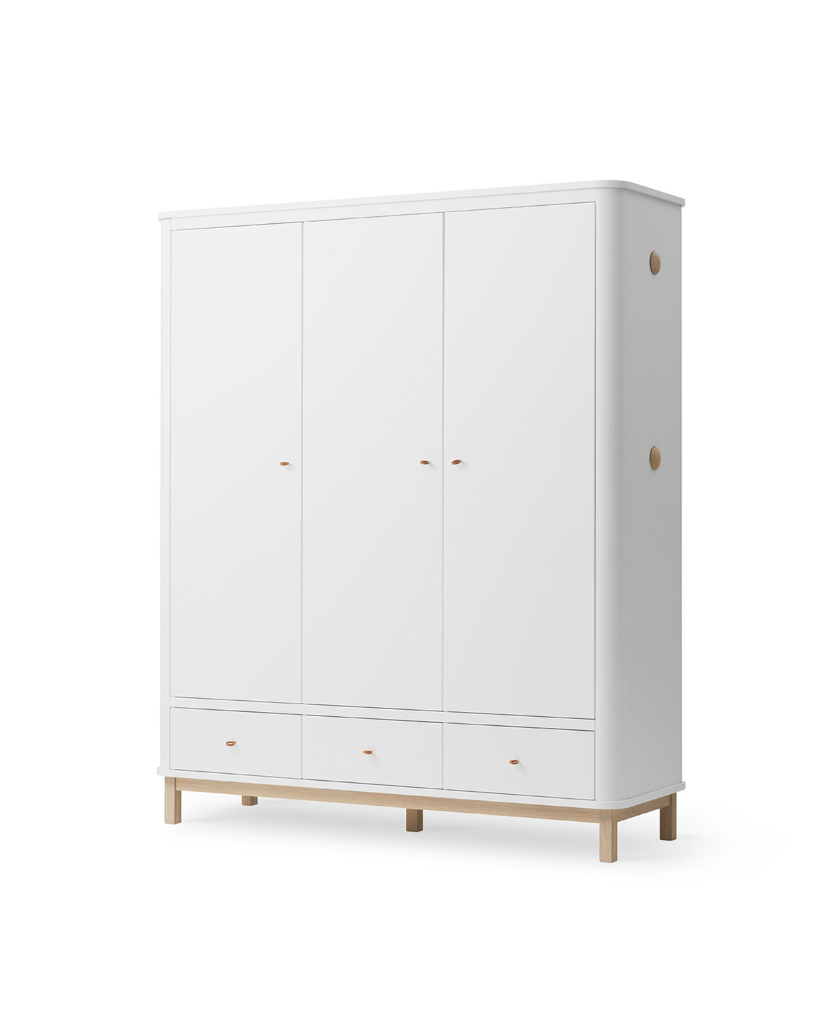 Oliver Furniture Wood Kleiderschrank 3-türig, Weiss/Eiche