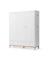 Oliver Furniture Wood Kleiderschrank 3-türig, Weiss/Eiche