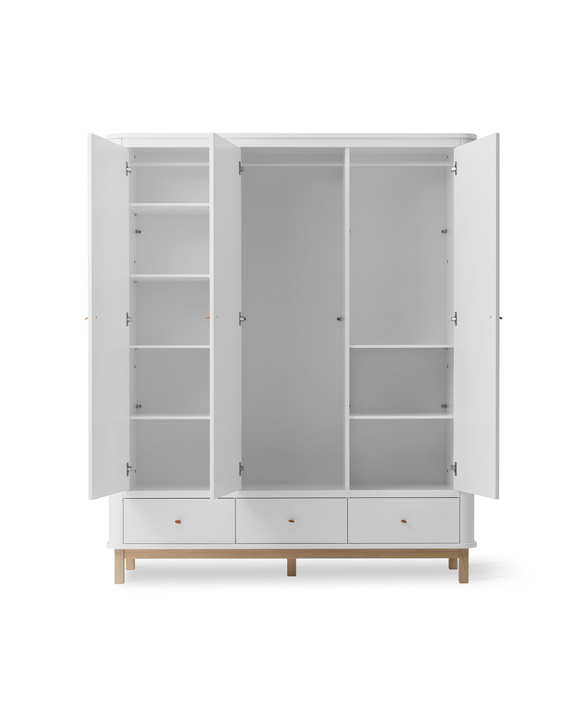 Oliver Furniture Wood Kleiderschrank 3-türig, Weiss/Eiche