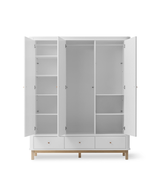 Oliver Furniture Wood Kleiderschrank 3-türig, Weiss/Eiche