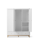 Oliver Furniture Wood Kleiderschrank 3-türig, Weiss/Eiche
