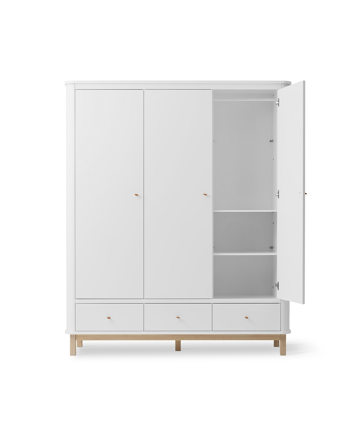 Oliver Furniture Wood Kleiderschrank 3-türig, Weiss/Eiche