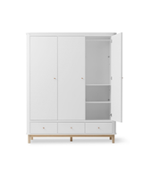 Oliver Furniture Wood Kleiderschrank 3-türig, Weiss/Eiche