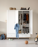 Oliver Furniture Wood Kleiderschrank 3-türig, Weiss/Eiche