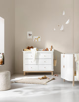 Oliver Furniture Wood Wickelkommode 6 Schubladen, Weiss/Eiche