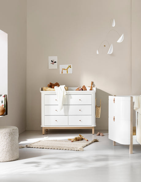 Oliver Furniture Wood Wickelkommode 6 Schubladen, Weiss/Eiche