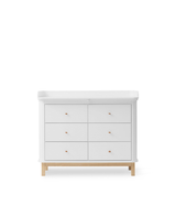 Oliver Furniture Wood Wickelkommode 6 Schubladen, Weiss/Eiche