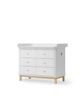 Oliver Furniture Wood Wickelkommode 6 Schubladen, Weiss/Eiche