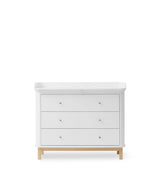 Oliver Furniture Wood Wickelkommode mit 3 Schubladen, Weiss/Eiche