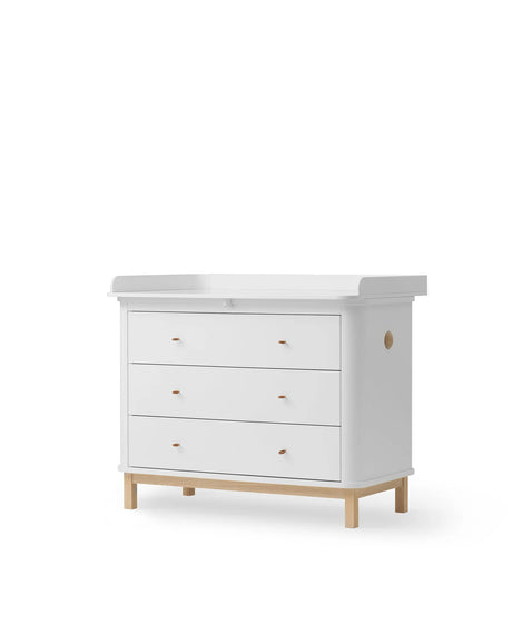Oliver Furniture Wood Wickelkommode mit 3 Schubladen, Weiss/Eiche