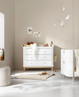 Oliver Furniture Wood Wickelkommode mit 3 Schubladen, Weiss/Eiche