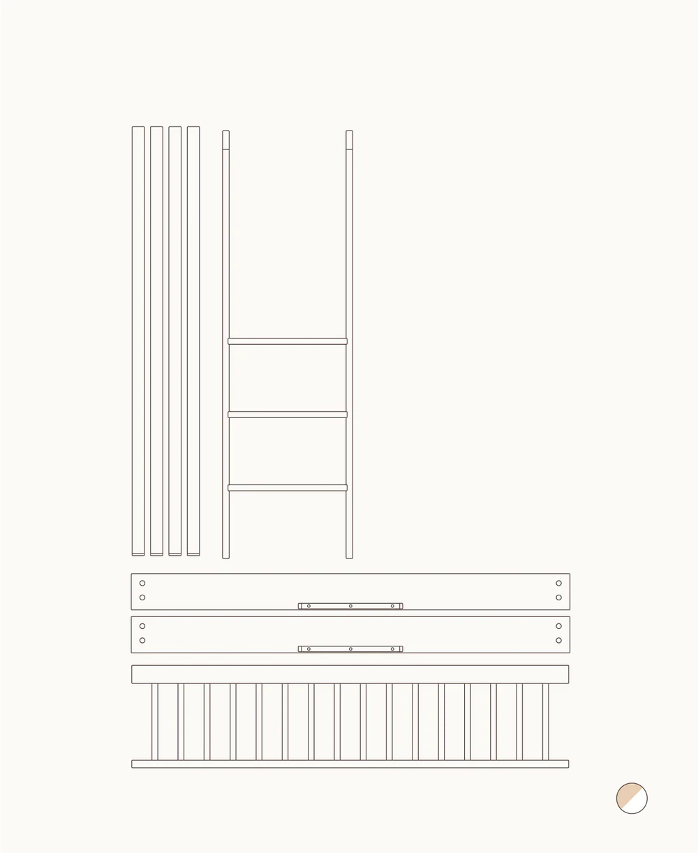Oliver Furniture Wood Mini+ Umbauset vom Baby- und Juniorbett zum halbhohen Etagenbett, Weiss/Eiche