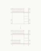 Schema: Umbau vom Wood Mini+ halbhohen Hochbett zum halbhohen Etagenbett, weiss/Eiche
