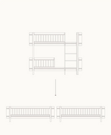 Oliver Furniture Wood Mini+ Umbauset Etagenbett zu 2 Juniorbetten, Weiss