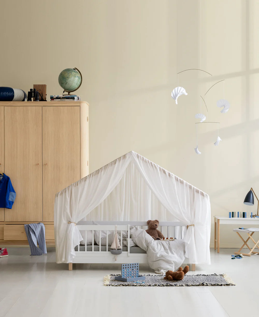 Oliver Furniture Wood Mini+ Hausbett-Zelt, Transparent Weiss