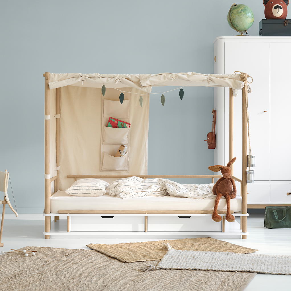Oliver Furniture Camp Himmelbett, Weiss/Eiche