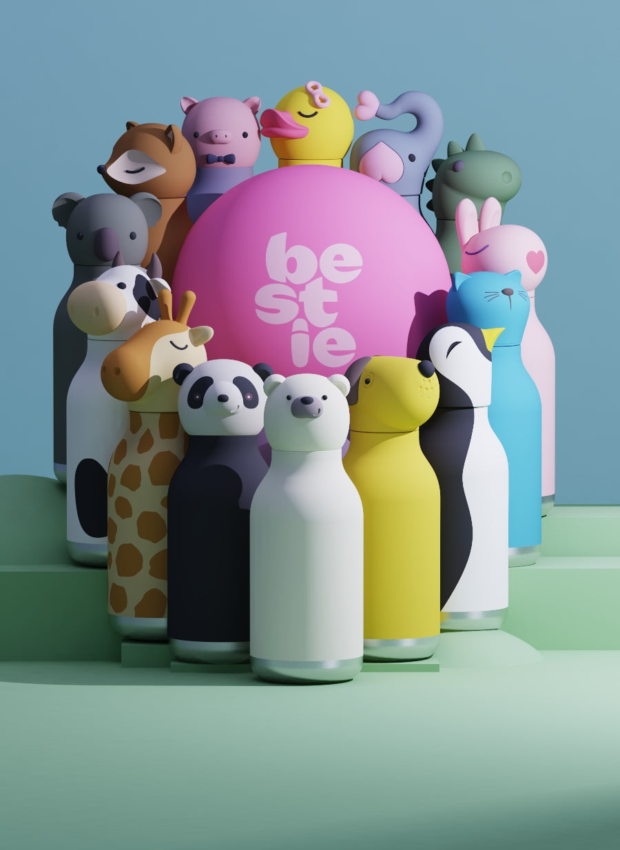 ASOBU Bestie Bottle – Isolierte Edelstahlflasche mit Charakter-Deckel