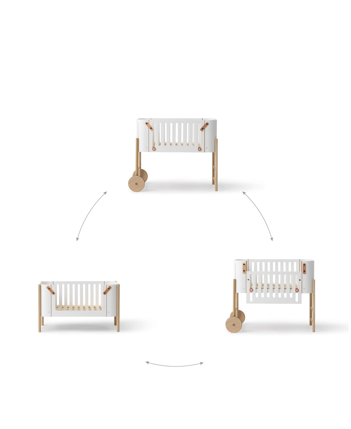 Extra bed, including conversion kit to bench, oak/white