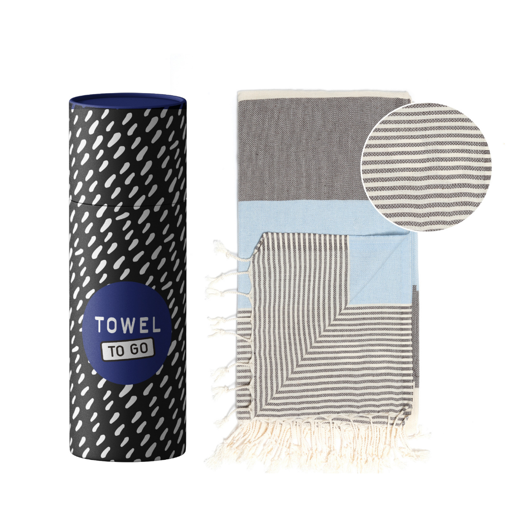 PALERMO Beach Hamamtuch mit Geschenkkarton/Blau-Schwarz
