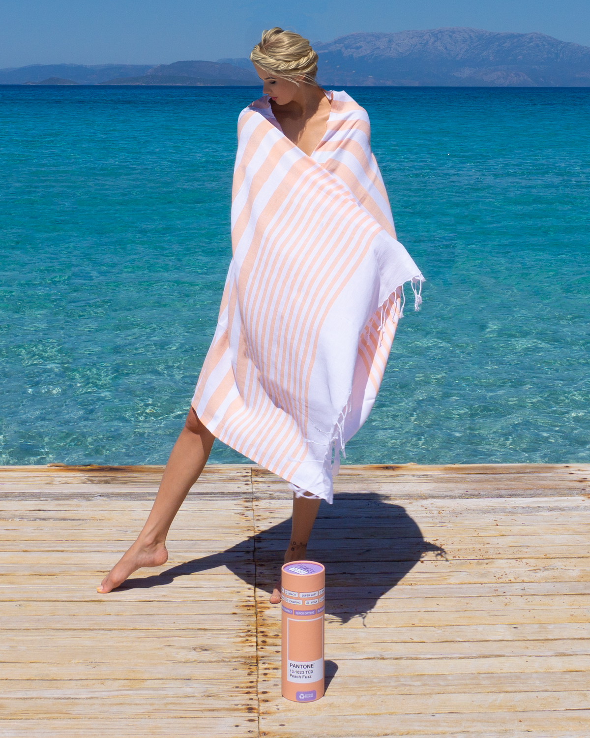 Peach Fuzz Strand-Hammamtuch mit recycelter Geschenkbox