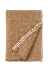 Lorena Canals Handgewebte Baumwolldecke – Ocker / Natural, 130 × 180 cm