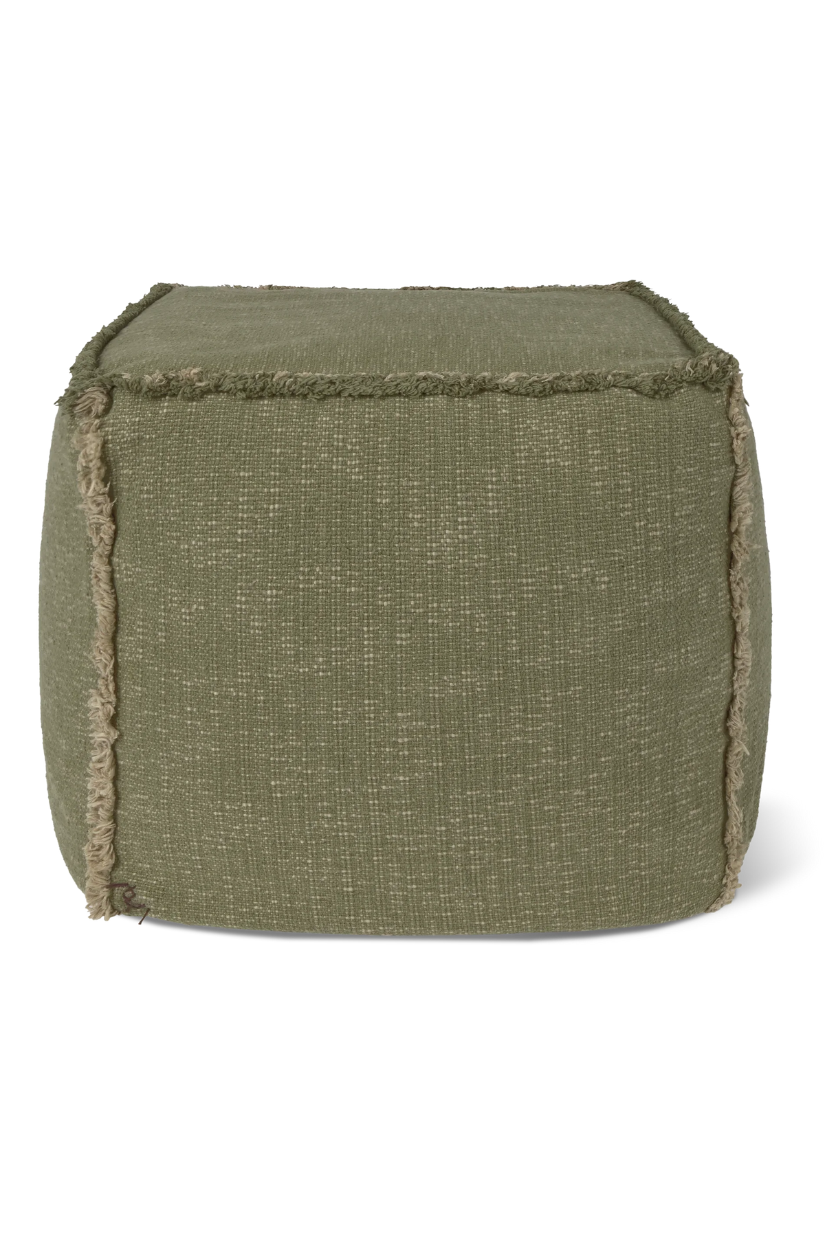 Lorena Canals Handgewebter Baumwollpouf – Khaki / Beige, 45 × 45 × 45 cm