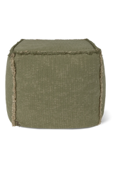 Lorena Canals Handgewebter Baumwollpouf – Khaki / Beige, 45 × 45 × 45 cm