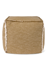 Lorena Canals Handgewebter Baumwollpouf – Ocker / Natural, 45 × 45 × 45 cm