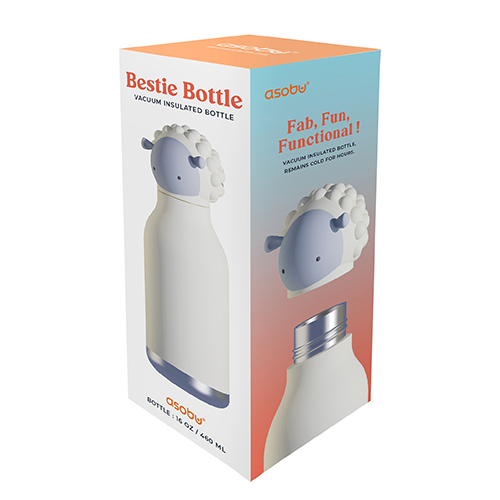 ASOBU Bestie Bottle – Isolierte Edelstahlflasche mit Charakter-Deckel