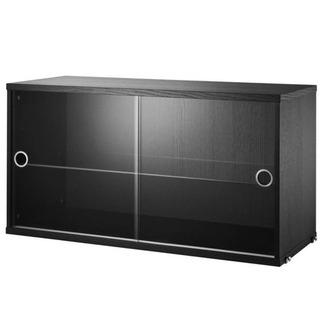 String Regalsystem Regal Vitrine mit Glas schwarz Esche
